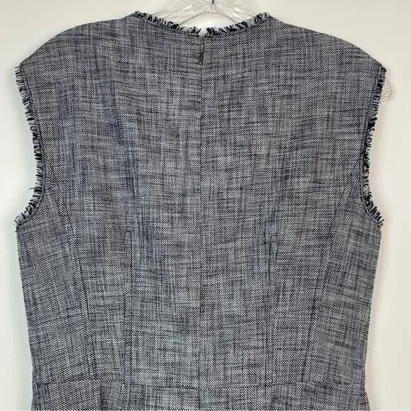 Rebecca Taylor Women's Sleeveless Slub Twill Dress Black and White Size 8 - Picture 9 of 11